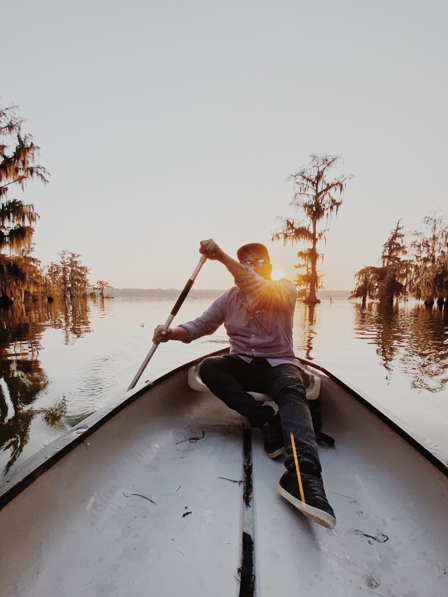 Canoeing through cypress trees